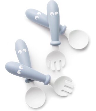 Babybjorn BabyBjörn - Babylepel en Vork, 4-delig - Pastelblauw