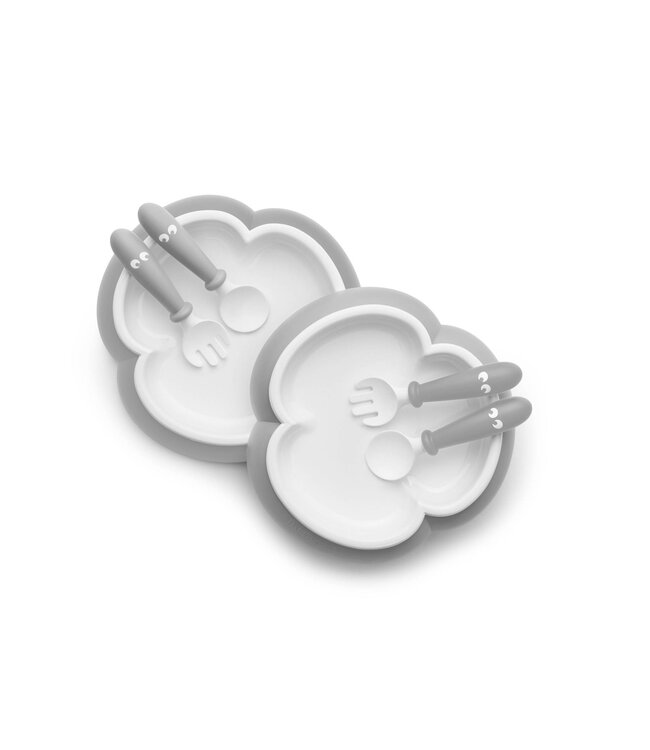 Babybjorn BabyBjörn - Babybord, Lepel en Vork, set van 1 - Grijs