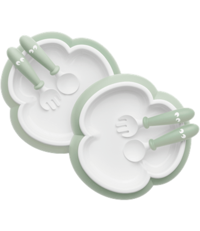 Babybjorn BabyBjörn - Babybord, Lepel en Vork, set van 2 - Pastelgroen