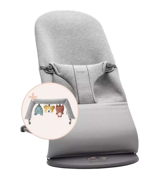 Babybjorn BabyBjörn - Wipstoeltje Bliss - 3D Jersey Lichtgrijs & Speelboog Knuffelvriendjes