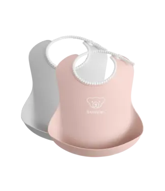 Babybjorn BabyBjörn - Baby Slabbetje duopack - Grijs Pastelroze