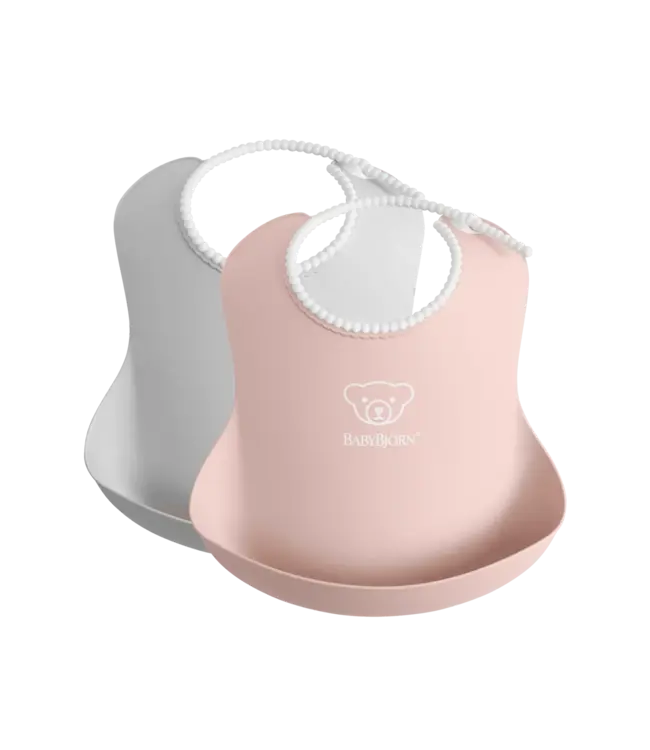 Babybjorn BabyBjörn - Baby Slabbetje duopack - Grijs Pastelroze
