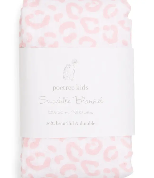 Poetree Kids Poetree Kids - Swaddle Luipaard print roze 120x120cm