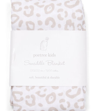 Poetree Kids Poetree Kids - Swaddle Luipaard print camel 120x120cm