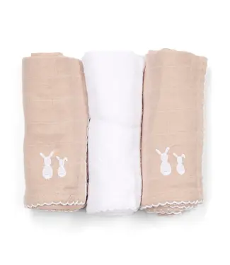 Poetree Kids Poetree Kids - Tetra doekjes camel/white/camel 60x60cm (3 stuks in doosje)