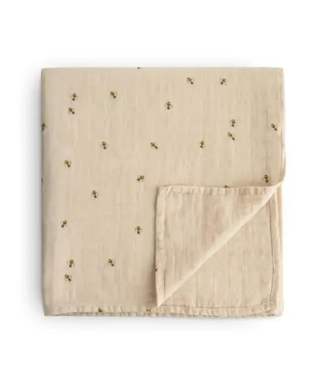 Mushie Mushie - Swaddle - Bees  - 120Cm X 120Cm