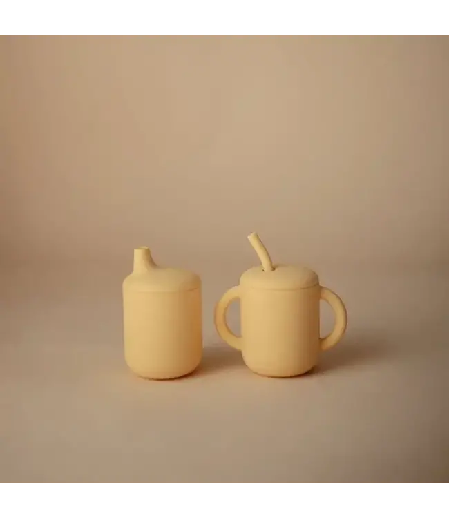 Mushie Mushie - Training Cup + Straw - Pale Daffodil