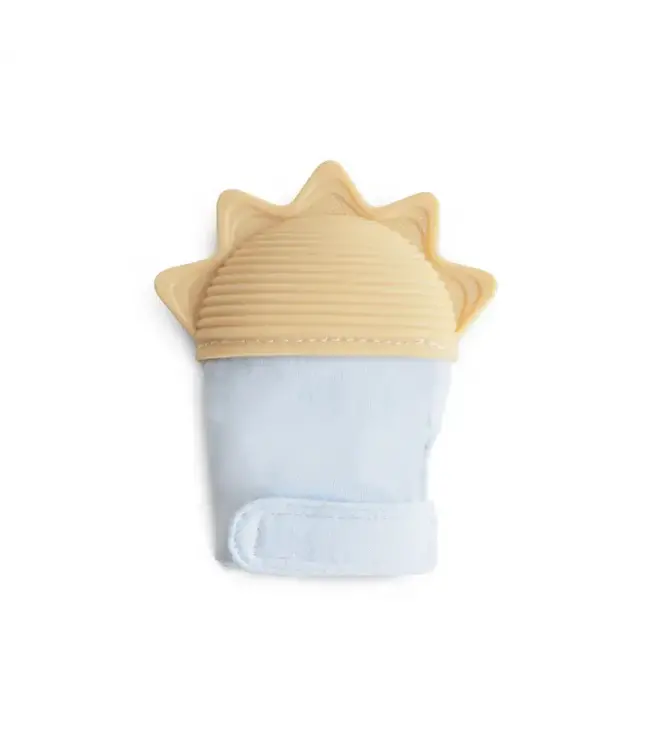 Mushie Mushie -  Teething Mitten - Sunshine/Baby Blue
