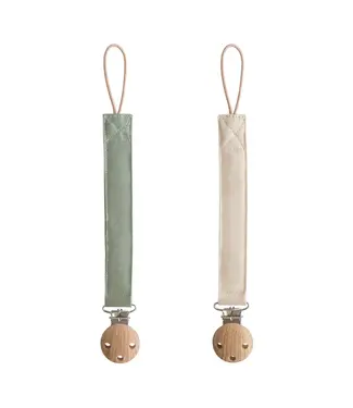 Mushie Mushie - Pacifier Clip Linnen - 2 Pack - Olive/S.Sand