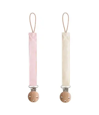 Mushie Mushie - Pacifier Clip Linnen - 2 Pack - Blush/Cream