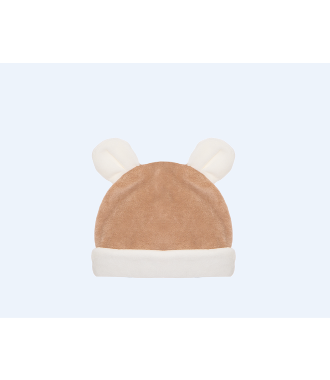 Pompetitpom Pompetitpom - Mutsje velours - Beige/wit