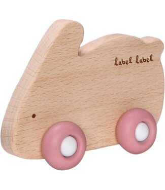Label Label Label Label - Teether Toy Wood & Silicone - Rabbit - Pink