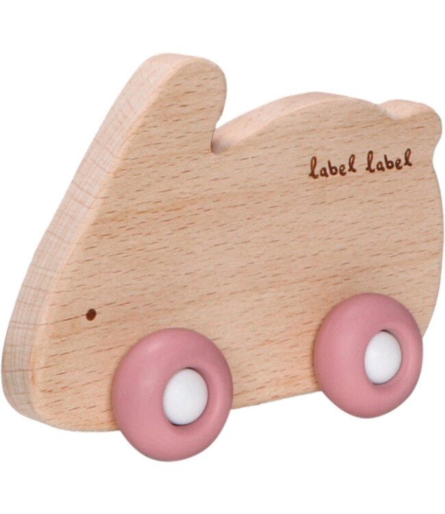 Label Label Label Label - Teether Toy Wood & Silicone - Rabbit - Pink