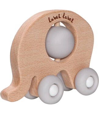 Label Label Label Label - Teether Toy Wood & Silicone - Elephant - Grey