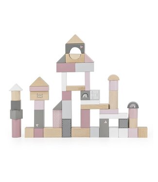 Label Label Label Label - Wooden blocks 50pcs - Pink
