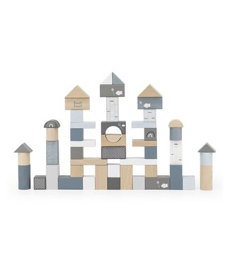 Label Label Label Label - Wooden blocks 50pcs - Blue