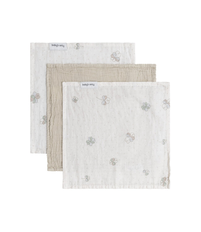 Baby's Only Baby's Only - Monddoekje Tender beige/clover - 30x30 - 3-pack