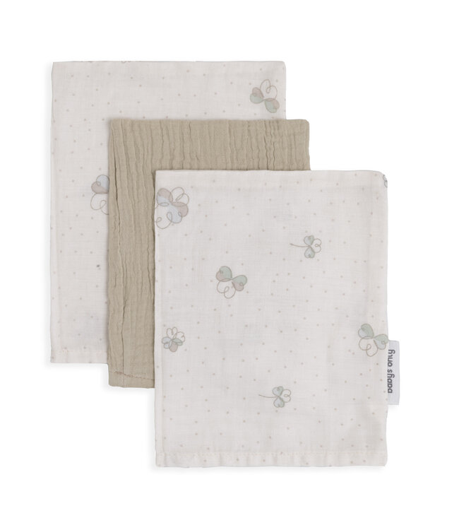 Baby's Only Baby's Only - Washandje Tender beige/clover - 3-pack