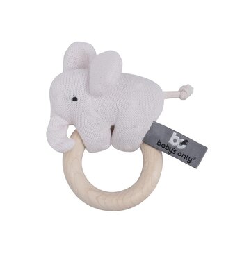 Baby's Only Baby's Only - Houten rammelaar olifant classic roze
