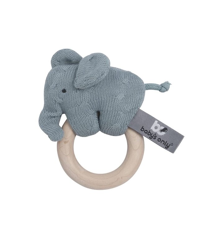 Baby's Only Baby's Only - Houten rammelaar olifant stonegreen
