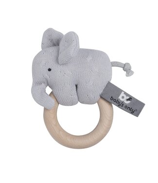 Baby's Only Baby's Only - Houten rammelaar olifant zilvergrijs