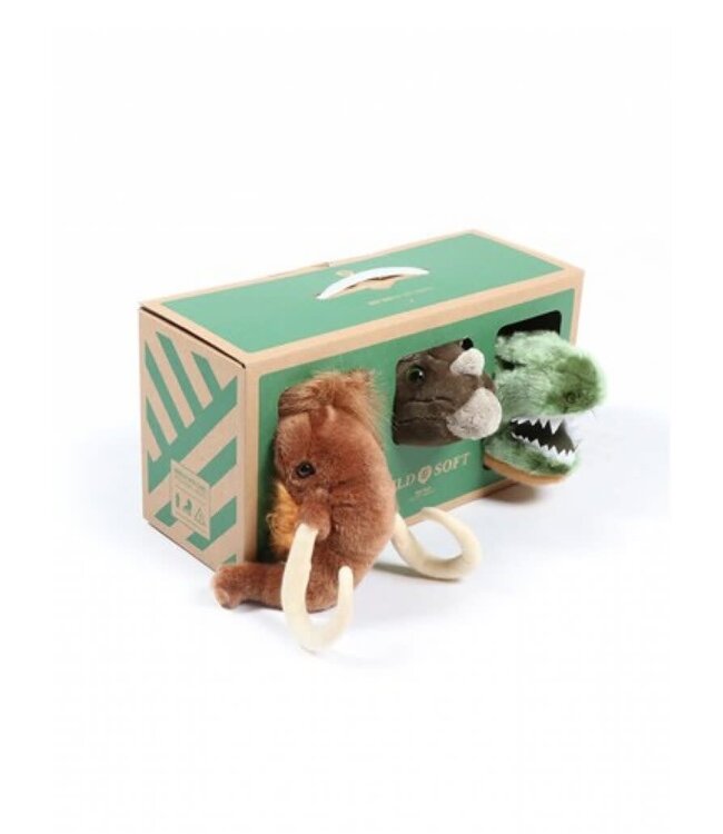 Wild & Soft Wild & Soft - Prehistorie box: set v. 3 kl.kopjes (dino/T-rex/mammoet) m/doos