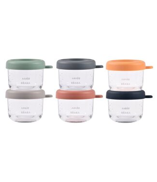 Beaba Beaba - Set van 6 glazen bewaarpotjes 150 ml (Sunrise color mix)