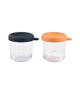 Beaba Beaba - Set van 2 glazen bewaarpotjes 250 ml blue/Honey