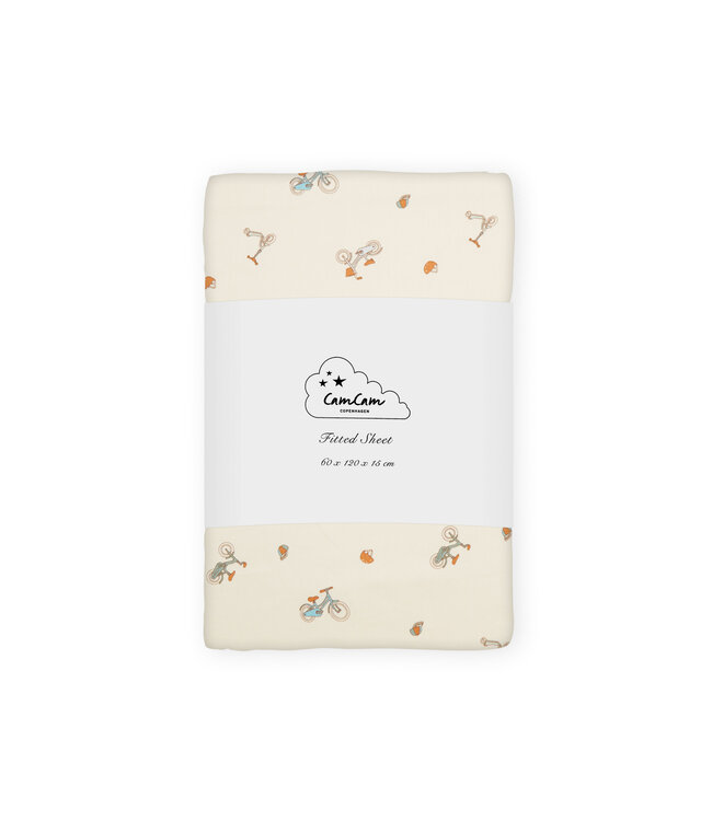 CamCam CamCam - Sheet, Fitted, 60x120x15cm - GOTS - Bicycles