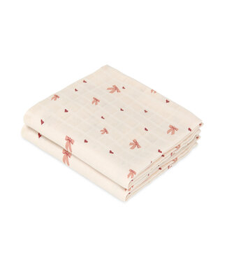 CamCam CamCam - Muslin Cloth, 2-pack - GOTS - Bows