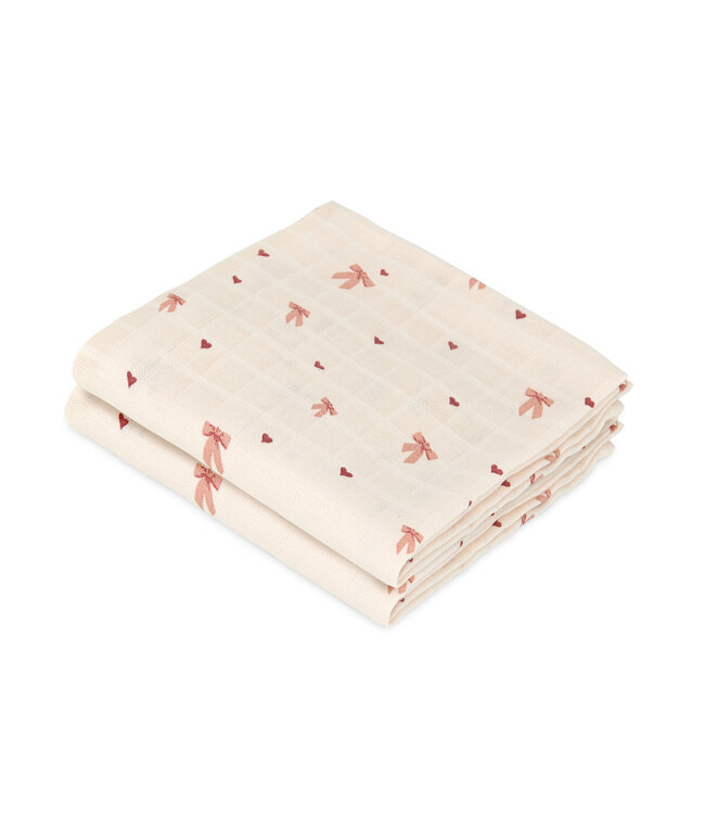 CamCam CamCam - Muslin Cloth, 2-pack - GOTS - Bows