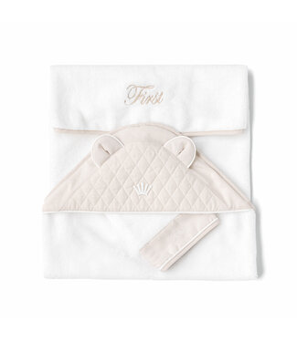 First First - bath cape   ARNE TEDDY EARS SILENT SANDS - white-beige
