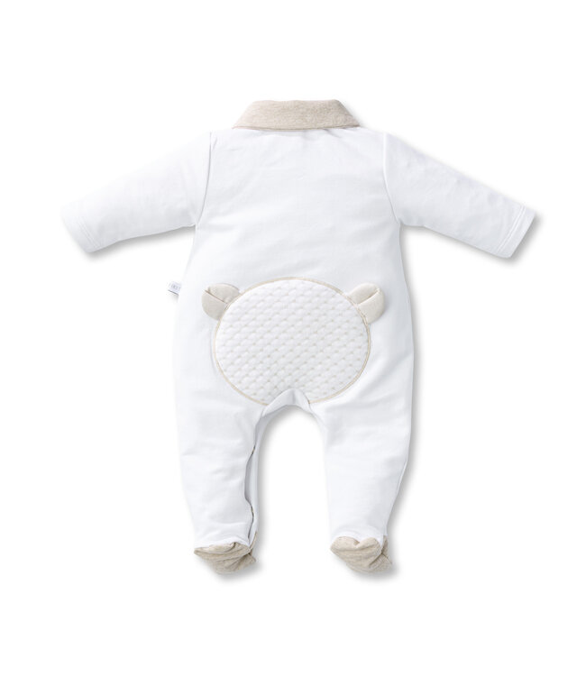First First - Rompersuit Teddy Bear Backside Oslo FirstÂ®One Collection - White/beige
