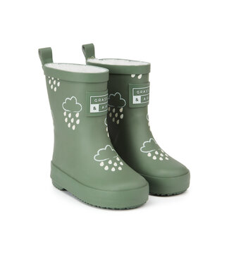 Grass & Air Grass & Air -  Infant Colour-revealing Winter Wellies - Khaki Green