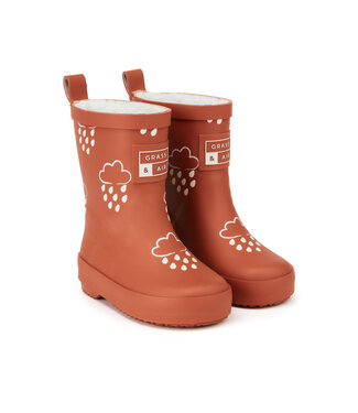 Grass & Air Grass & Air -  Infant Colour-revealing Winter Wellies - Burnt Orange