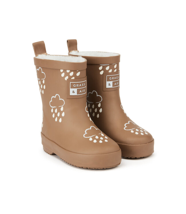 Grass & Air Grass & Air -  Infant Colour-revealing Winter Wellies - Toffee Brown
