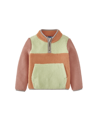 Grass & Air Grass & Air -  1/4 Zip Borg Jumper - Pink/ Orange/ Green