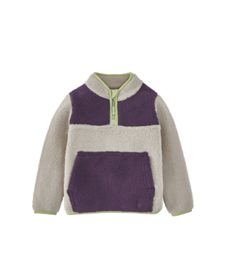 Grass & Air Grass & Air -  1/4 Zip Borg Jumper - Amethyst/ Grey