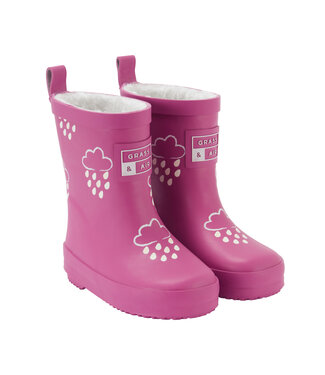 Grass & Air Grass & Air -  Infant Colour-revealing Winter Wellies - Orchid Pink