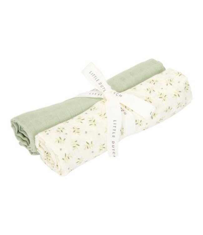 Little Dutch Little Dutch - Swaddle doeken hydrofiel 70 x 70 Blueberry Leaves & Sage