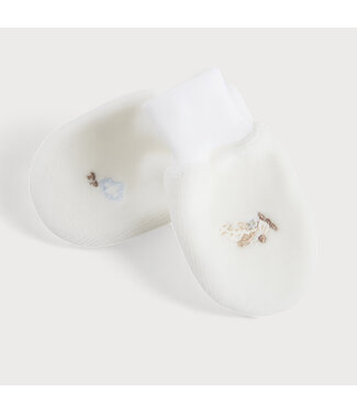 Theophile & Patachou Théophile & Patachou - Wanten fluweel borduurwerk vliegtuig - ivoor