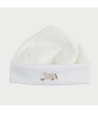 Theophile & Patachou Théophile & Patachou - Muts fluweel geborduurd vliegtuig - ivoor
