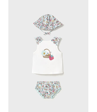 Mayoral Mayoral - Bathing suit set with hat - Jade