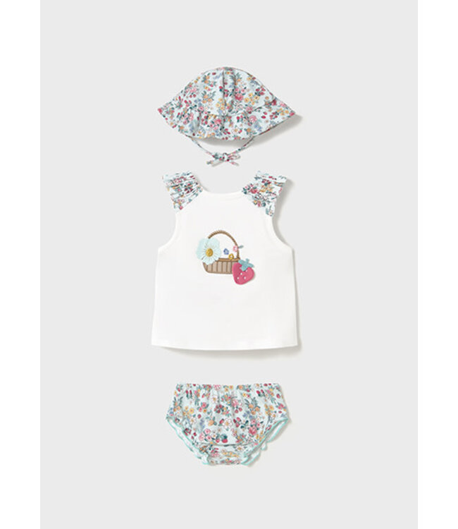 Mayoral Mayoral - Bathing suit set with hat - Jade