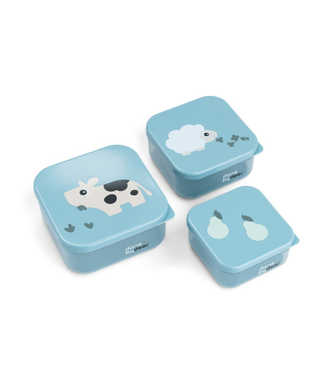 Done by Deer Done by Deer - Snack box set 3 pcs Tiny farm Blue