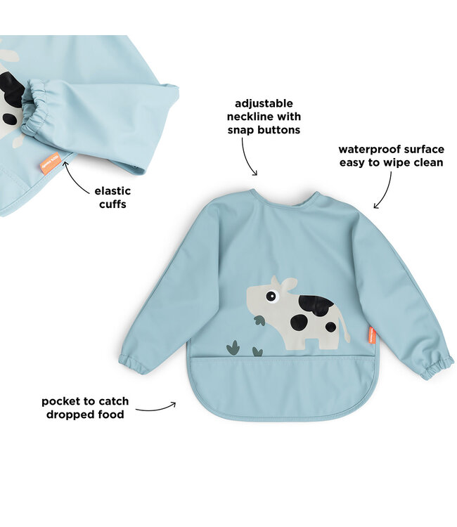 Done by Deer Done by Deer - Sleeved pocket bib Tiny farm Blue