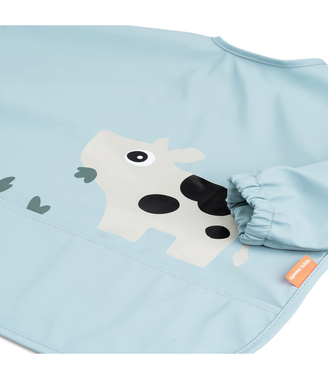 Done by Deer Done by Deer - Sleeved pocket bib Tiny farm Blue