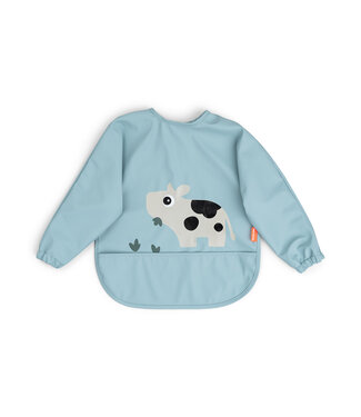 Done by Deer Done by Deer - Sleeved pocket bib Tiny farm Blue
