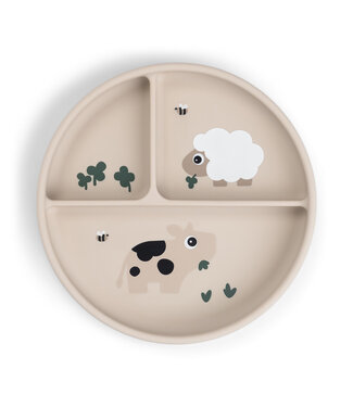 Done by Deer Done by Deer - Stick&Stay compartment plate Tiny farm Sand