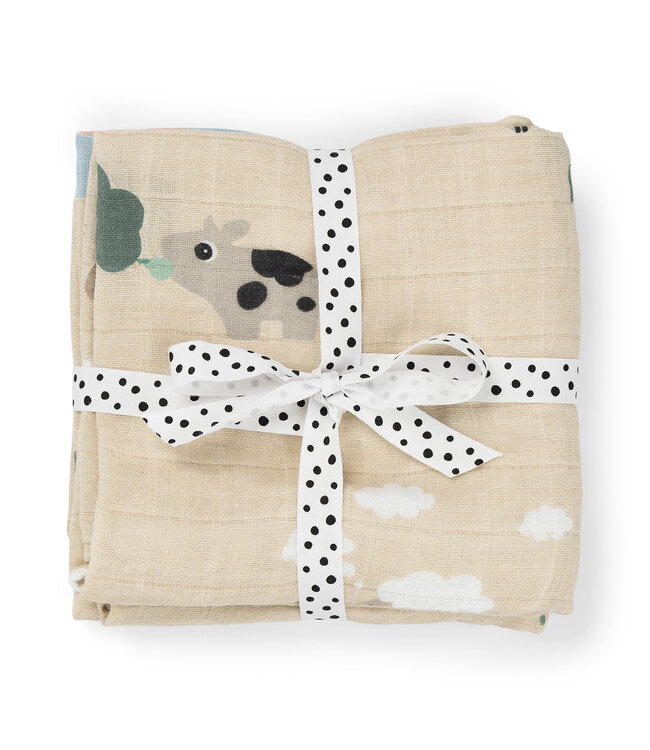 Done by Deer Done by Deer - Burp cloth 2-pack Tiny farm Sand
